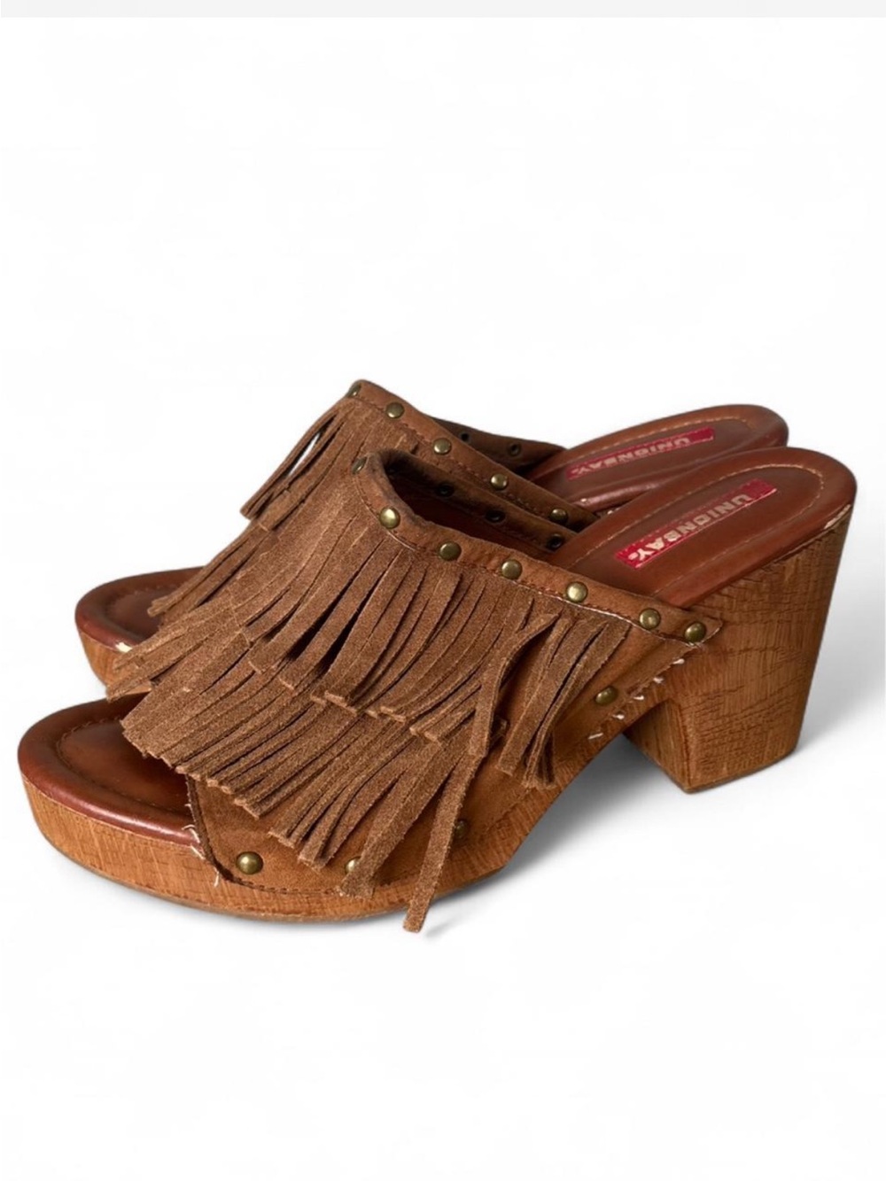 Y2K Unionbay Fringe Platform Mules